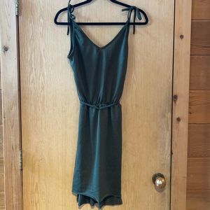 Green Spaghetti Strap Tie Dress